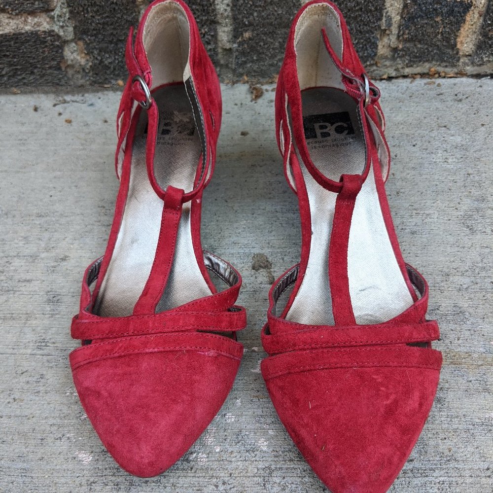 BC Vegan Suede T-Strap Heels Size 9